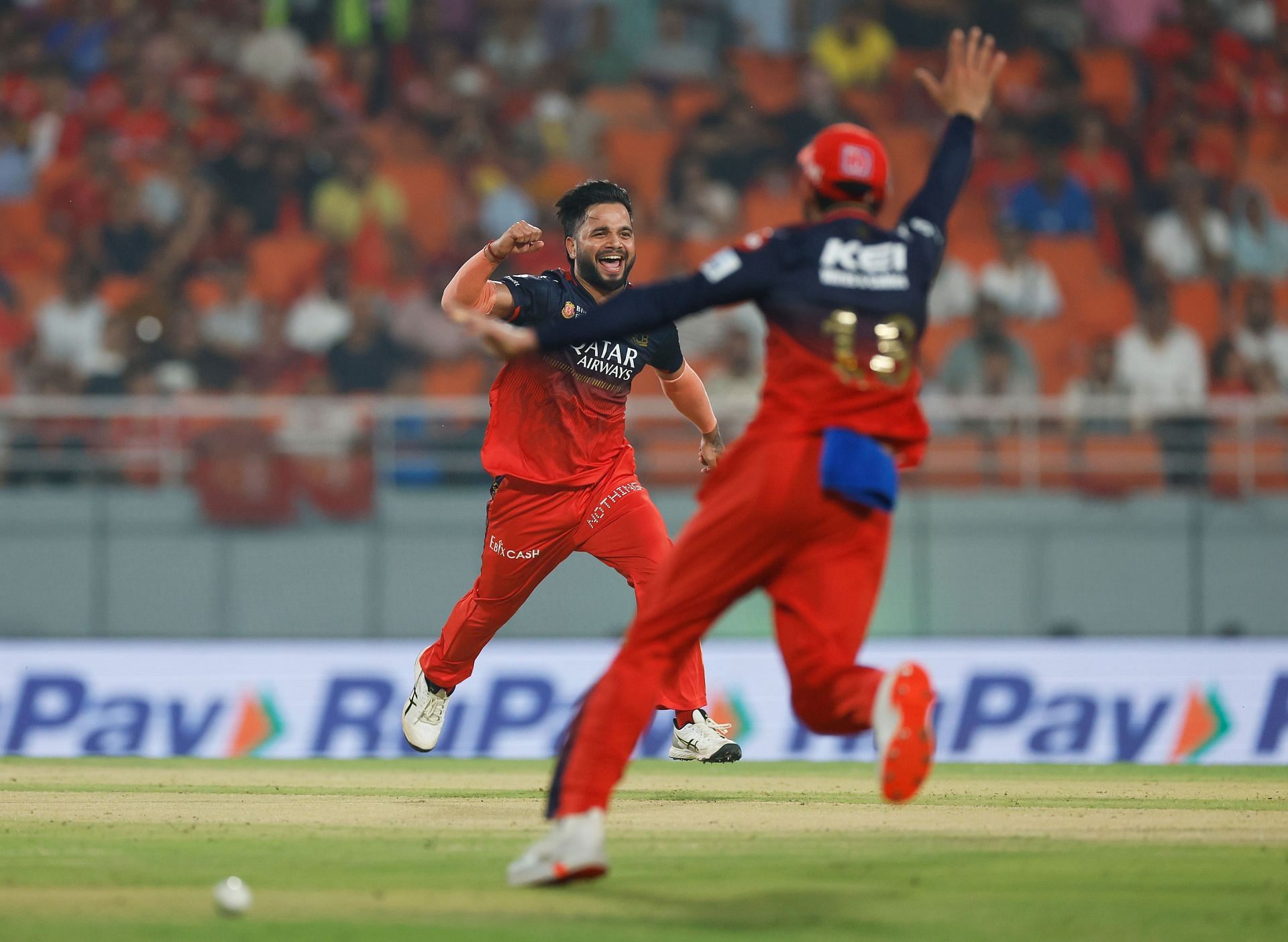 Suyash Sharma celebrates a wicket. (Credits: Getty)